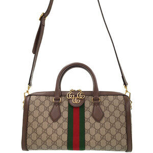 Gucci Ophidia GG Top Handle Boston Bag beige GG Supreme brown Leather